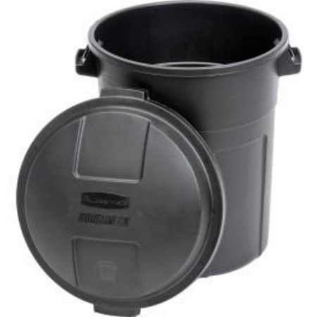 RUBBERMAID Rubbermaid Plastic Round Trash Can With Dual Handles, 20 Gallon, Black FG289200BLA